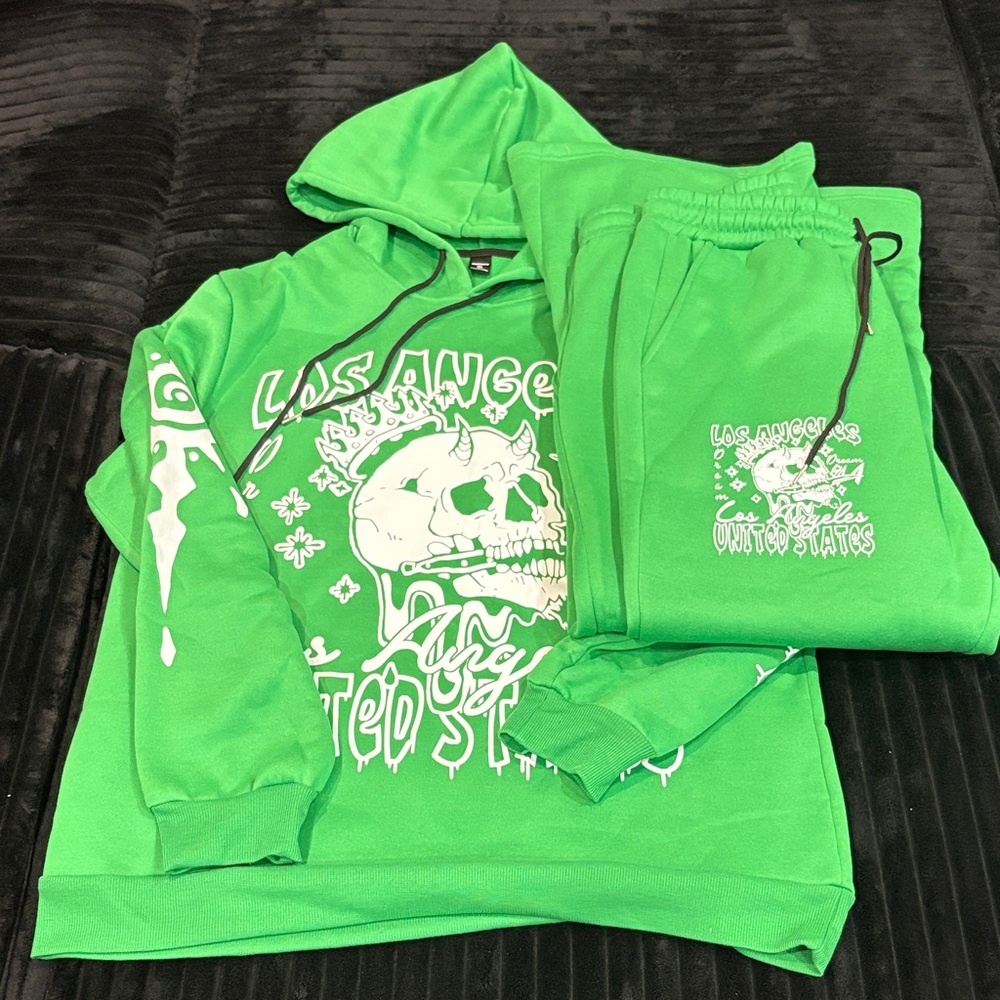 Green Graphic Hoodie and Joggers Set